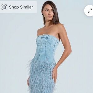 AKIRA BRITTANY FEATHER DENIM MAXI DRESS Size 2X2X